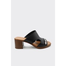 Derinet Hakiki Deri Topuklu Kadın Terlik