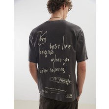 Lc Waikiki Yeni Sezon Bisiklet Yaka Baskılı Penye Erkek Tişört