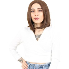 Colezium Fiber Sen Peruk Perçemsiz Kısa Düz / Kahve Karamel