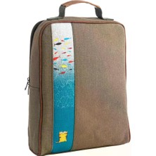 Pisikopat Modern Minimal Tasarımlı Kedi Desenli Sanatsal Panelli Canvas Laptop & Sırt Çantası