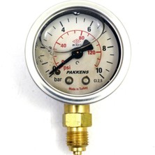 Normadia 63 mm 0-10 Bar Gliserinli Manometre, Alttan Bağlantılı, G 1/4 Inç
