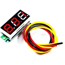 Normadia Mini Dijital Voltmetre 0-100V, Kırmızı Ekran, 3 Kablolu, Yüksek Doğruluk
