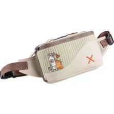 Pisikopat Sanatsal Kedi & Köpek Desenli Canvas Unisex Bel & Göğüs Çantası