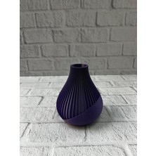 11 cm Mor Minimal Çizgili Vazo Masa Üstü Şık Dekor Objesi