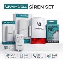 Uniywell Kablosuz Dış Ortam Sirenli Wifi Alarm Seti