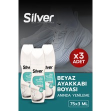 Silver X3 Etkili Güçlendirilmiş Ultra Beyaz Spor Bez Ve Kumaş Likit Ayakkabı Boyası 75 ml 3 Adet