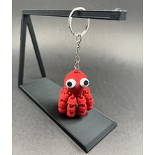 Hareketli Ahtapot 3D Baskı Anahtarlık Esnek Eklemli Model Kırmızı