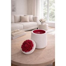 Flower Cup Candle Beige And Red