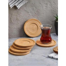 Normadia 6'lı Bambu Çay Tabağı Seti, Estetik ve Doğal Sunum, Şık ve Dayanıklı