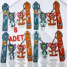 Bontexs Tom ve Jerry Figürlü 3D Silikon Anahtarlık - Sevimli Çanta Süsü ve Araba Anahtarlığı Aksesuarı