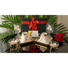 Elta Collection Sevgililer Günü Hediye Kahve Fincanı Seti – Inci Çiçek Detaylı 2 Kişilik Türk Kahvesi Sunum Seti Özel Kutulu