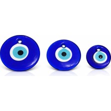 Beauty Be 3'lü El Yapımı Cam Nazar Boncuğu Seti - 9 Cm, 8 Cm, 6 cm - Makrome ve Duvar Dekoru Için Büyük Boy