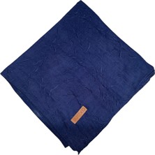 Spolo Lacivert Renk Kırışık Detaylı Eşarp