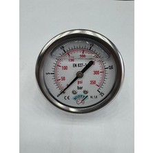 Normadia Ø 100 mm Gliserinli Tip Manometre 1/2'' Bağlantı, Ön Flanş, 0-25 Bar