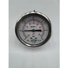 Normadia 100 mm Gliserinli Manometre, 1/2'' Arkadan Bağlantı, 304 Inox Pirinç