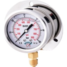 Normadia Ø 100 mm Gliserinli Tip Manometre 1/2'' Alttan Bağlantı, 304 Inox Pirinç