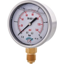 Normadia Ø 40 mm Gliserinli Manometre 1/8'' Alttan Bağlantı 304 Inox Pirinç