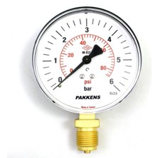 Normadia 0-6 Bar 100 mm Alttan Bağlantılı Kuru Manometre G 1/2 Inç