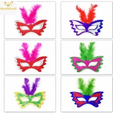 Butik Mey Ithalat® Tüylü Renkli Karton Parti Maskesi – 6 Renk