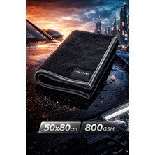 Fine Clean Premium Siyah 50X80 cm 800 Gsm Araç Kurulama Mikrofiber Bezi, Oto Yıkama , Araba Bezi