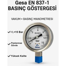 Normadia Çap 100, 15 Bar, Gliserinli Manometre, 1/2'' Ölçü ile Güvenilir Ölçüm