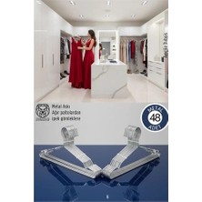 Butik Mey Ithalat® 48'li Lüks Çelik Elbise Askısı - Iz Yapmayan Ince Tasarım Metal Kıyafet Düzenleyici (40CM)
