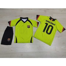 F.c B.a.r.c.e.l.o.n.a Ronaldinho Nostalji Çocuk Forması 3'lü Set (Neon)