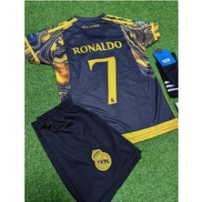 R.madridd 2024/25 Sezonu Cristiano Ronaldo Konsept Çocuk Forması 3'lü Set (Black-Yellow)