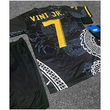 Vini Jr. 2023/24 Yeni Sezon Dragon Desenli Konsept Çocuk Forması 4'lü Set (Black)