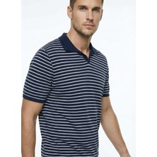 Fabrika Çizgili Lacivert Erkek Polo T-Shirt cm Sergın N