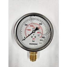 Normadia Çap 100 Alttan 315 Bar Gliserinli Manometre, Yüksek Hassasiyetli Ölçüm