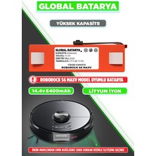 Global Batarya Roborock S6 Maxv Uyumlu Akıllı Robot Süpürge Bataryası 14.4V 6400MAH Li-Ion Pil (Yüksek Kapasite)