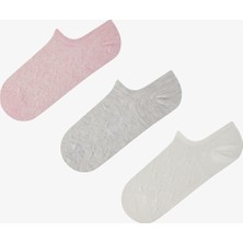 Penti 3 Çift Burun Dikişsiz Pamuklu Renkli Kendinden Fiyonk Desenli Sneaker Çorap