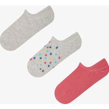 Penti 3 Çift Burun Dikişsiz Pamuklu Renkli Puantiye Desenli Sneaker Çorap