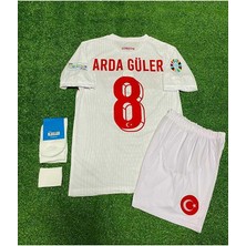 Türkiye 2024 Arda-Güler Beyaz Iç Saha Çocuk Forması 4'lü Set (Euro 2024 Patch) Beyaz