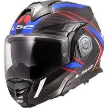 Ls2 Advant x Karbon Future Iı Beyaz-Mavi Çene Açılır Motosiklet Kaskı