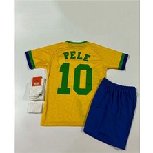 Brezilya Özel Tasarım Efsane Pele Özel Konsept Çocuk Forması 4'lü Set