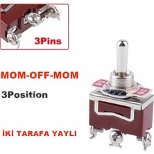 Maroces MR-155 12MM Toggle Swıtch Büyük Boy (Mom)-Off-(Mom) 3 Bacaklı Vidalı Iki Tarafada Yaylı