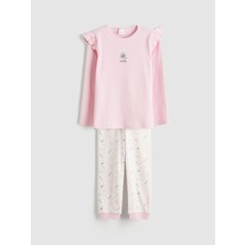 Lc Waikiki Yeni Sezon Bisiklet Yaka Çiçekli Kız Çocuk Pijama Takımı