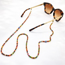Gözlük İpi Nazar Boncuğu Detaylı Renkli Boncuklu Gözlük Ipi