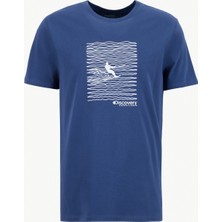 Discovery Expedition D6SM-TST3785 Indigo Bisiklet Yaka Relaxed Baskılı Erkek T-Shirt