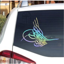 Sticker Usta Osmanlı Tuğrası Hologram Janjan Çok Renkli Tugra Araba Oto Motosiklet Karavan Sticker 00060