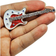 BB Bi Butik Shop Işıltılı Elektro Gitar Figürlü Tasarım Broş – Müzik Tutkusu Yaka Iğnesi