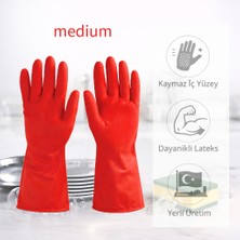 Cey Grup Kırmızı Bulaşık Eldiveni Genel Amaçlı Kullanım M Beden 20 Çift