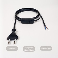 Retro Vitrini Dekoratif 2 Metre Aç-Kapa Arapuar Anahtarlı Fişli Hazır Lamba-Abajur Kablo Seti Siyah Renk