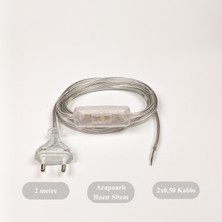 Retro Vitrini Dekoratif 2 Metre Aç-Kapa Arapuar Anahtarlı Fişli Hazır Lamba-Abajur Kablo Seti Şeffaf Renk