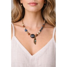 Herşey Nota Indigo Nomad Feather – Doğal Taş & Etnik Tasarım Kolye