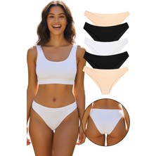 Sensu Kadın Günlük Pamuklu Külot Beyaz Bikini Model 5'li Paket