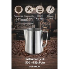 Vestron Barista Süt Potu Paslanmaz 304 Çelik Pitcher Milk Jug Progear Kahve Espresso 500 ml