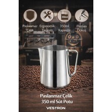Vestron Barista Süt Potu Paslanmaz 304 Çelik Pitcher Milk Jug Progear Kahve Espresso 350 ml